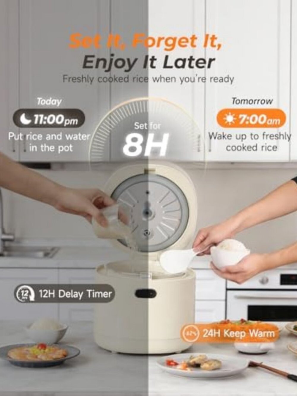 Mini Rice Cooker 3-Cup Uncooked, Compact Ceramic Pot, Easy Clean Rice Maker - Picture 6 of 6